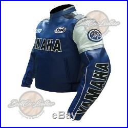 0820 Yamaha Bleu Motard Gear Cuir Veste Moto Protection Moto Manteau