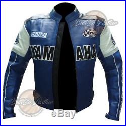 0820 Yamaha Bleu Motard Gear Cuir Veste Moto Protection Moto Manteau
