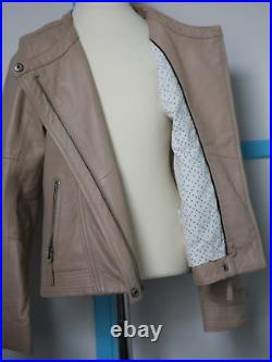 10 ANS BLOUSON PERFECTO VESTE cuir véritable fille MARESE rose pensée