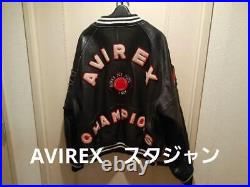 AVIREX Cuir Vachette Virsity Stade Veste Blouson Hommes M Vintage De Japon