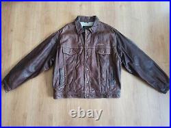AVIREX VINTAGE (80's) BLOUSON COUPE CLASSIC CUIR MARRON TAILLE XL/XXL, MADE USA