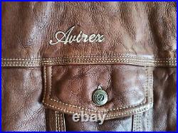 AVIREX VINTAGE (80's) BLOUSON COUPE CLASSIC CUIR MARRON TAILLE XL/XXL, MADE USA