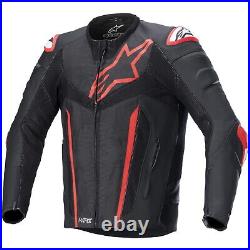 Alpinestars Fusion Veste en Cuir Noir Homme / Fluo-Rot Blouson Moto Tech-Air