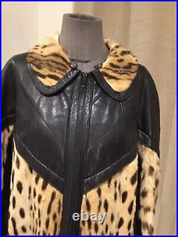 Authentique veste blouson cuir leopard vintage 40