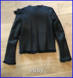 BALENCIAGA 2150 Blouson Cuir Fourrure NEUF T. 40 New Black Fur Leather Jacket