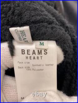 BEAMS HEART Réversible Veste Blouson Faux Cuir Noir M Utilisé