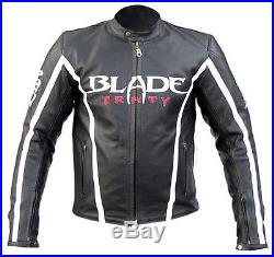 BLADE TRINITY Veste de Moto en Cuir Blouson Motard Noir Toutes tailles