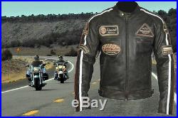BLOUSON CUIR MOTO ROADSTER. Moto Veste De Harley-Chopper Marron XL-5XL