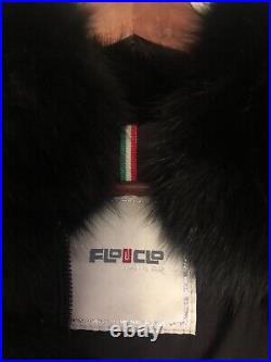 BLOUSON/VESTE FEMME Italien FLO & CLO cuir et fourrure/Taille-38