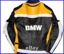 BMW Hommes Courses Moto Cuir Veste Cuir de vachette Armures Des sports Veste