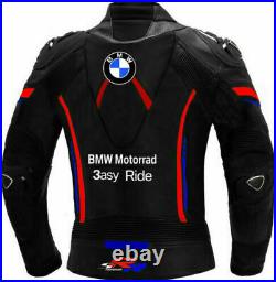 BMW Hommes Moto Veste en Cuir Courses MOTOGP Motard Blousons Cuir Armure CE