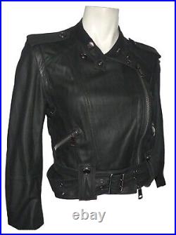 BURBERRY BLOUSON PERFECTO EN CUIR NOIR black soft leather Burberry jacket