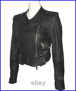 BURBERRY BLOUSON PERFECTO EN CUIR NOIR black soft leather Burberry jacket