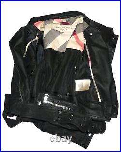 BURBERRY BLOUSON PERFECTO EN CUIR NOIR black soft leather Burberry jacket