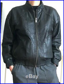 Blouson Bombers oversize SANDRO en cuir neuf avec etiquette manteau