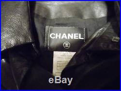 Blouson Chanel Taillel 42 Veste En Cuir Noir Black