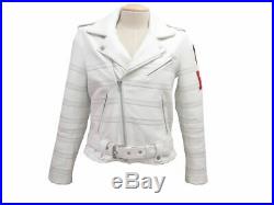 Blouson Each X Other Motard En Cuir Blanc Taille M 38 Veste Leather Jacket 1420