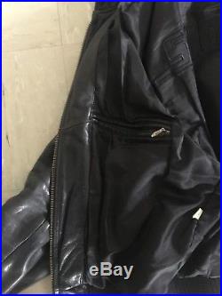 Blouson En Cuir Schott Homme XL 56 58 Veste Noire Leather Jacket Coat