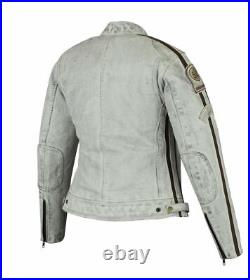 Blouson Femmes Cuir Vintage Blanc Light weight Cuir Veste Cafe Racer Protector