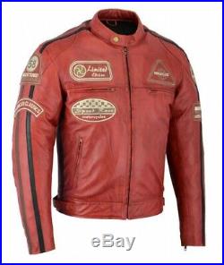 Blouson Homme Moto, Veste Moto CE, Trike, Veste Biker, Rouge Vintage, Cafe Racer