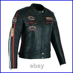 Blouson Moto en Cuir Femme Veste Motard Cafe Racer Protecteur