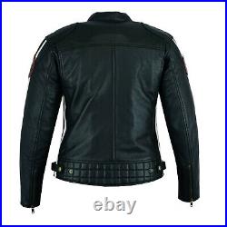 Blouson Moto en Cuir Femme Veste Motard Cafe Racer Protecteur