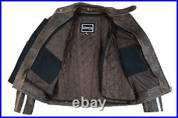 Blouson Moto en Cuir Femme Veste Motard Cafe Racer Protecteur