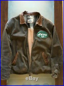 Blouson New York Jets cuir vintage leather jacket NFL