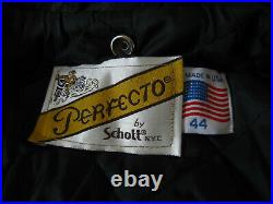 Blouson PERFECTO Schott vintage Veste blouson Moto Veste Homme Noir cuir 44