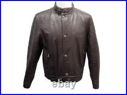 Blouson Polo Ralph Lauren L 52 Veste Biker En Cuir Marron Leather Jacket 1850
