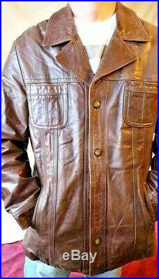 Blouson Redskins Cuir veste homme Taille XXXL ou T-6 ou 56 marron vintage-look