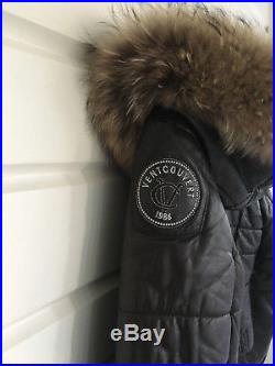 Blouson Ventcouvert cuir marron capuche amovible Doudoune -Veste Jacket T 42