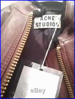 Blouson Veste Acne Mabel Studio Leather Jacket Cuir Veau T36