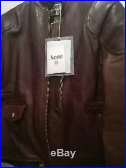 Blouson Veste Acne Mabel Studio Leather Jacket Cuir Veau Woman FR 36, IT40, UK8