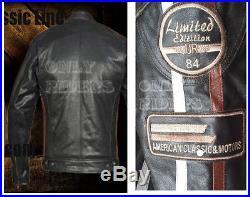 Blouson Veste En Cuir Moto Homme, Vintage, Cafe Racer, Leather Jacket, Biker