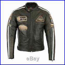 Blouson Veste En Cuir Moto Homme, Vintage, Retro, Classic Jacket Blouson Rocker