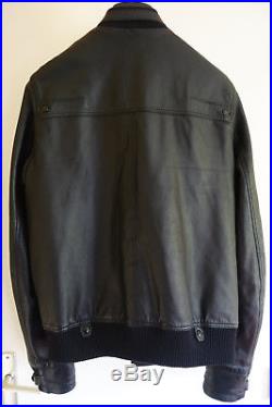 Blouson Veste Jacket DIOR HOMME Cuir Leather Black Biker France 46 S M Zip SS09