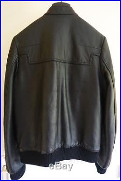 Blouson Veste Jacket DIOR HOMME Justice Cuir Leather Navigate Sz 46 S M Zip FW07