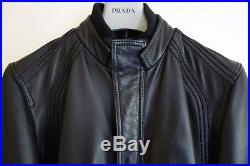 Blouson Veste Jacket DIOR HOMME Noir Black Cuir Leather Sz 48 M Medium Zip FW08