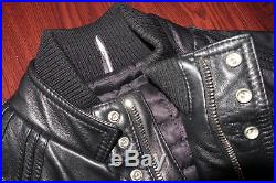 Blouson Veste Jacket DIOR HOMME Noir Black Cuir Leather Sz 48 M Medium Zip FW08