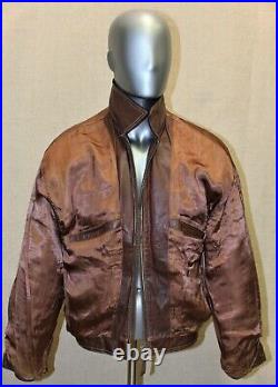 Blouson coupe veste jean Trucker AVIREX vintage 80's cuir marron taille L