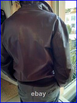 Blouson cuir AVIREX (fligth jacket) couleur chocolat made USA taille M