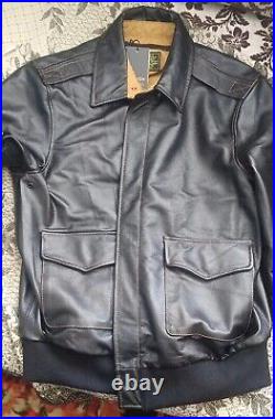 Blouson cuir aviateur type A2 Marron foncé