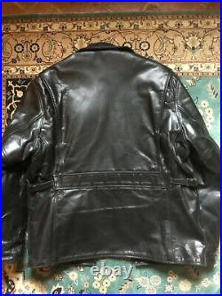 Blouson cuir de cheval horsehide Aero Leather Half belted doublure Alpaga noir