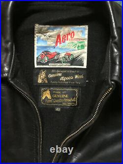 Blouson cuir de cheval horsehide Aero Leather Half belted doublure Alpaga noir