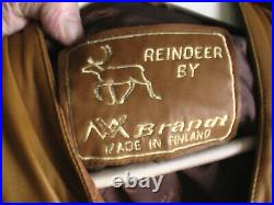 Blouson cuir de renne BRANDT made in Finnland 52 54 Elk Leather Elch Leder