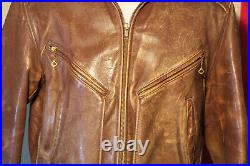 Blouson cuir marron homme vintage original 1950 USA marque WINDWARD Taille L