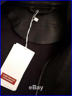Blouson cuir neuf, Comptoir des Cotonniers, étiquette, veste cuir noir taille M