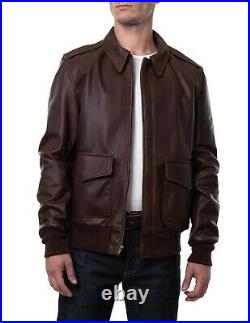 Blouson cuir schott A2 flight jacket BROWN made in USA 574