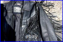 Blouson en cuir Frist genuine leather moto femme avec franges vintage taille L